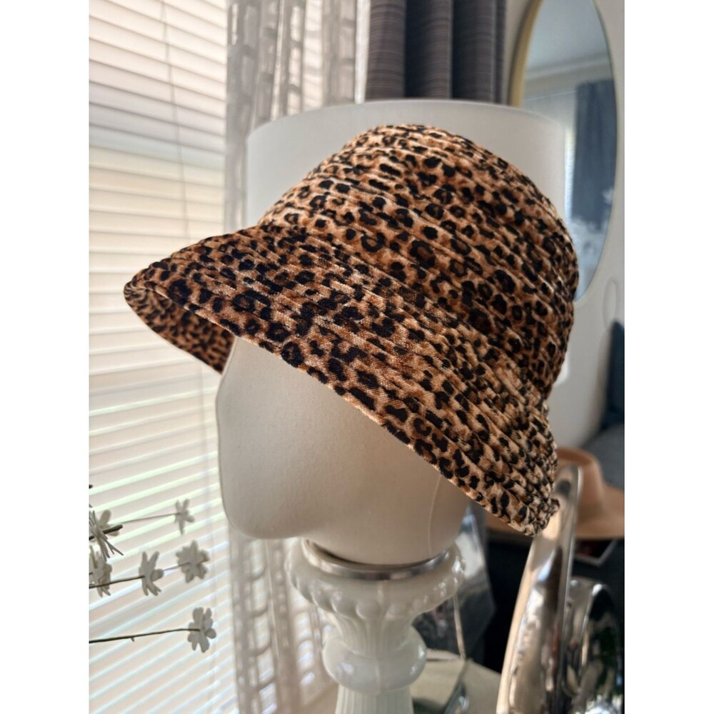 Leopard Print Velvet Bucket Hat